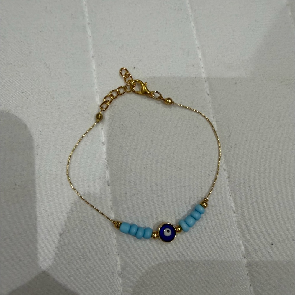 Gold and Blue Evil Eye Bracelet